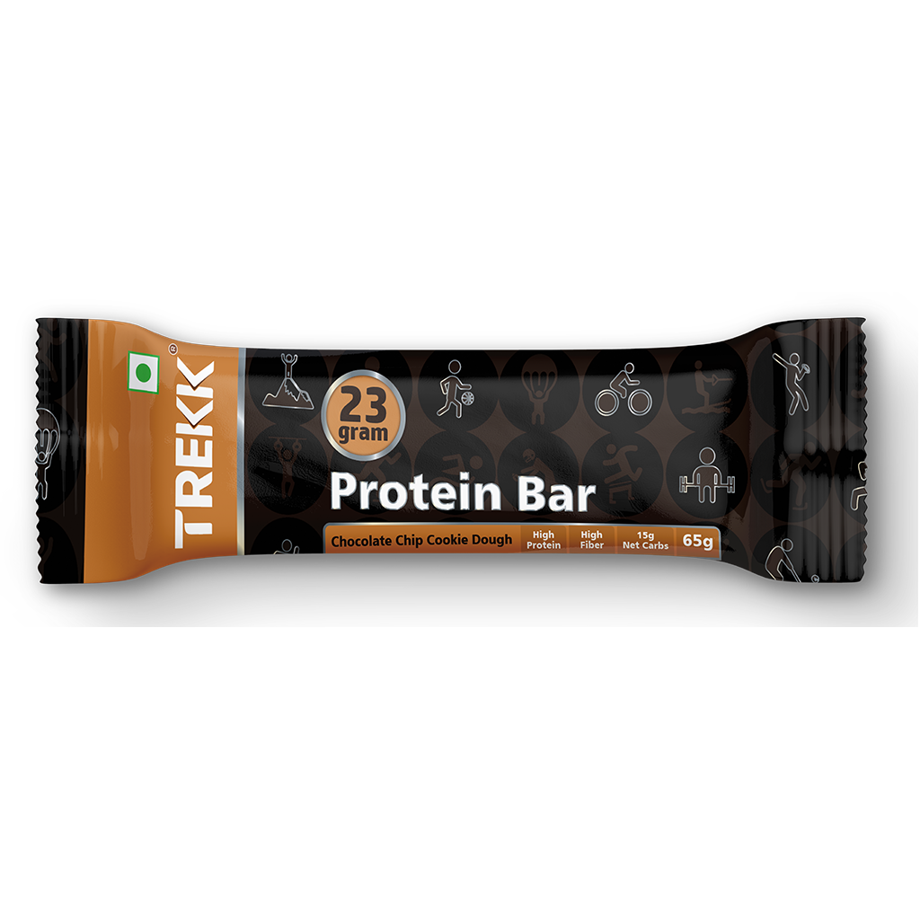 Chocolate Chip Cookie Dough Protein Bar 65g - 23g Protein, 4g Fiber - Pack of 6 Bars