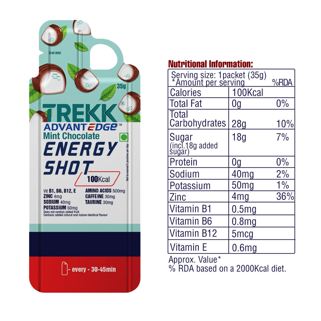 TREKK AdvantEdge Mint Chocolate Energy Shot Gel 35g